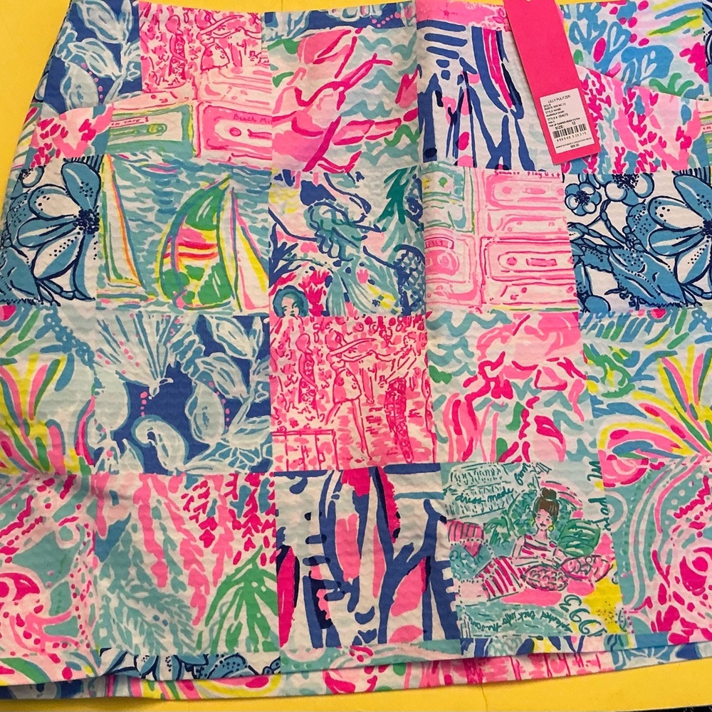NWT Lilly Pulitzer Marigold skort Pop Up Summer Remix Patch sz 12 - Picture 2 of 6
